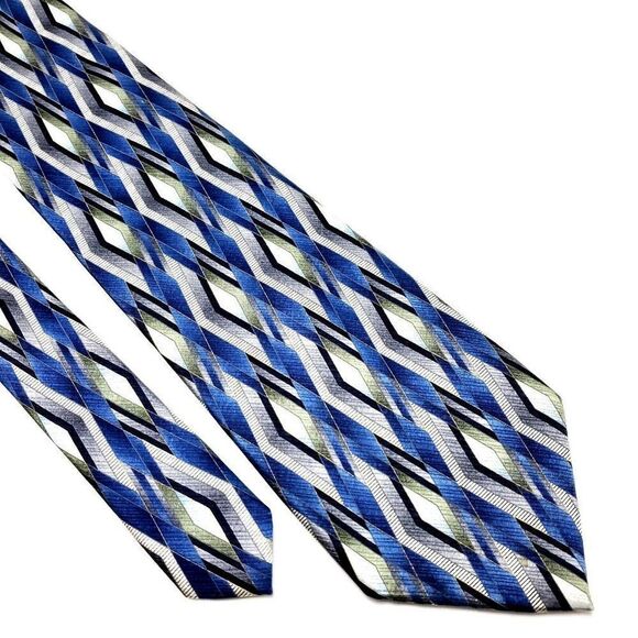 ‎Stafford Silk Tie Blue Print Wide - Picture 1 of 6